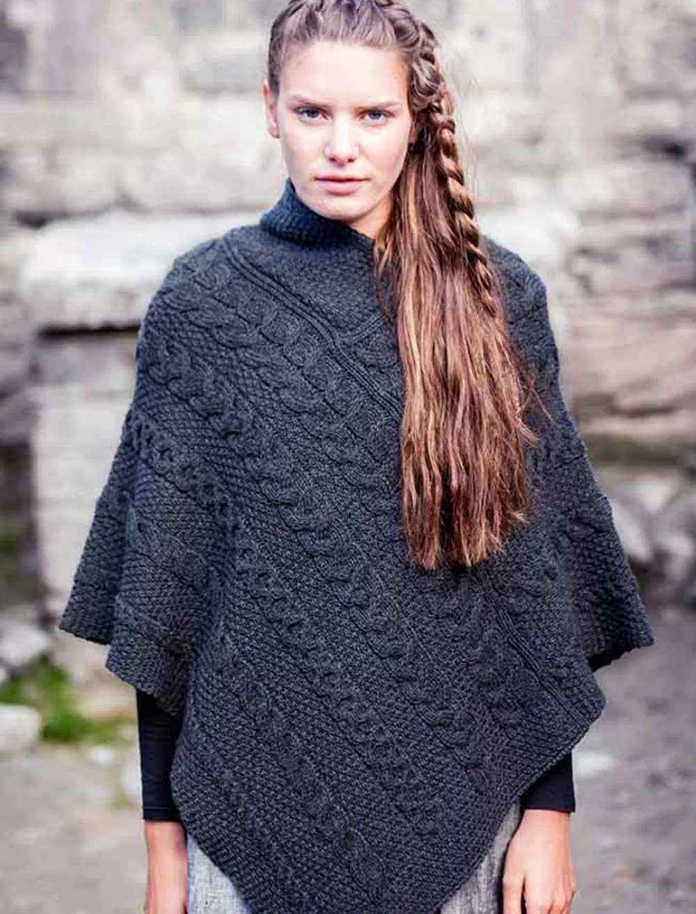 Discount Aran Cable & Moss Poncho Women Ponchos, Capes & Shawls