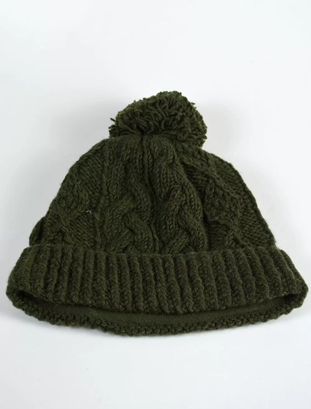 Shop Aran Fleece Lined Rib Cap with Bobble Irish Wool Hats