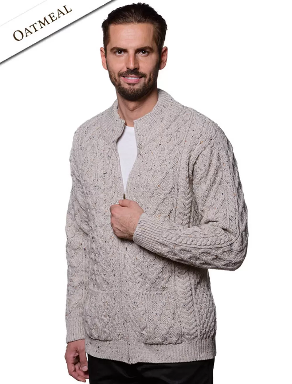 Shop Diamond and Cable Knit Zip Cardigan with Pockets Cardigans, Jackets & Coats