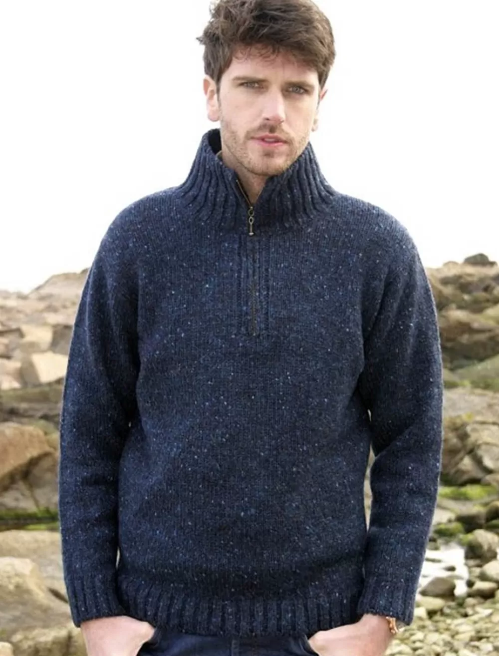 Discount Donegal Tweed Half Zip Sweater Sweaters