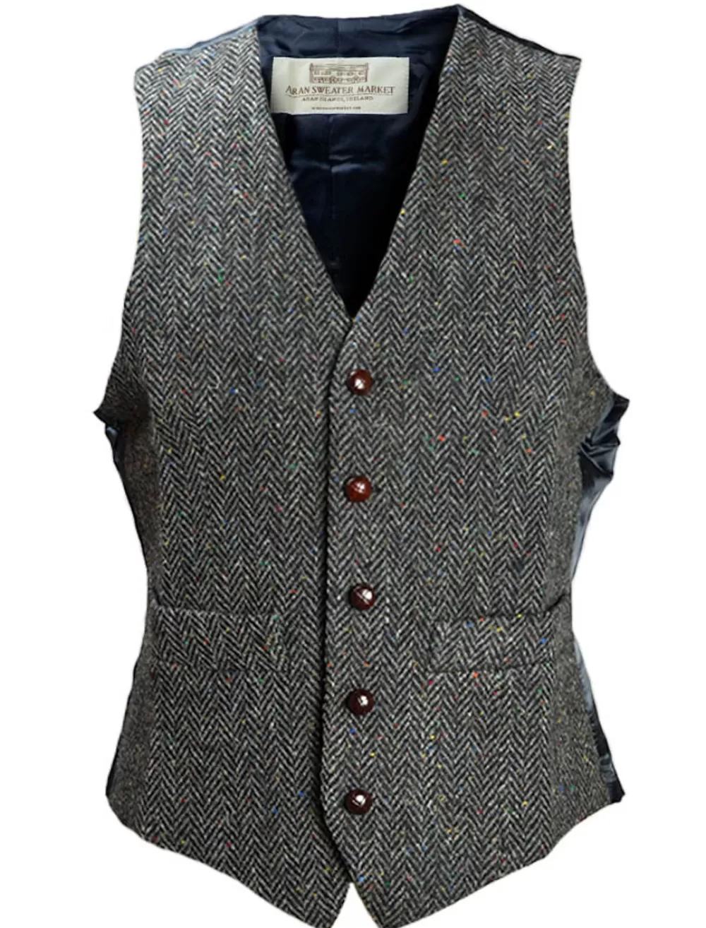 Best Sale Donegal Tweed Waistcoat - Charcoal Grandfather Shirts And Waistcoats