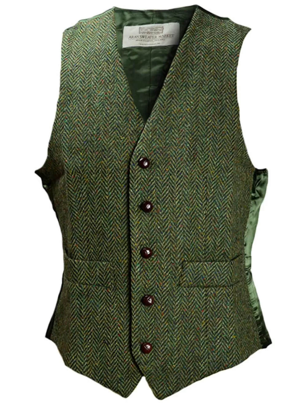 New Donegal Tweed Waistcoat - Green Grandfather Shirts And Waistcoats