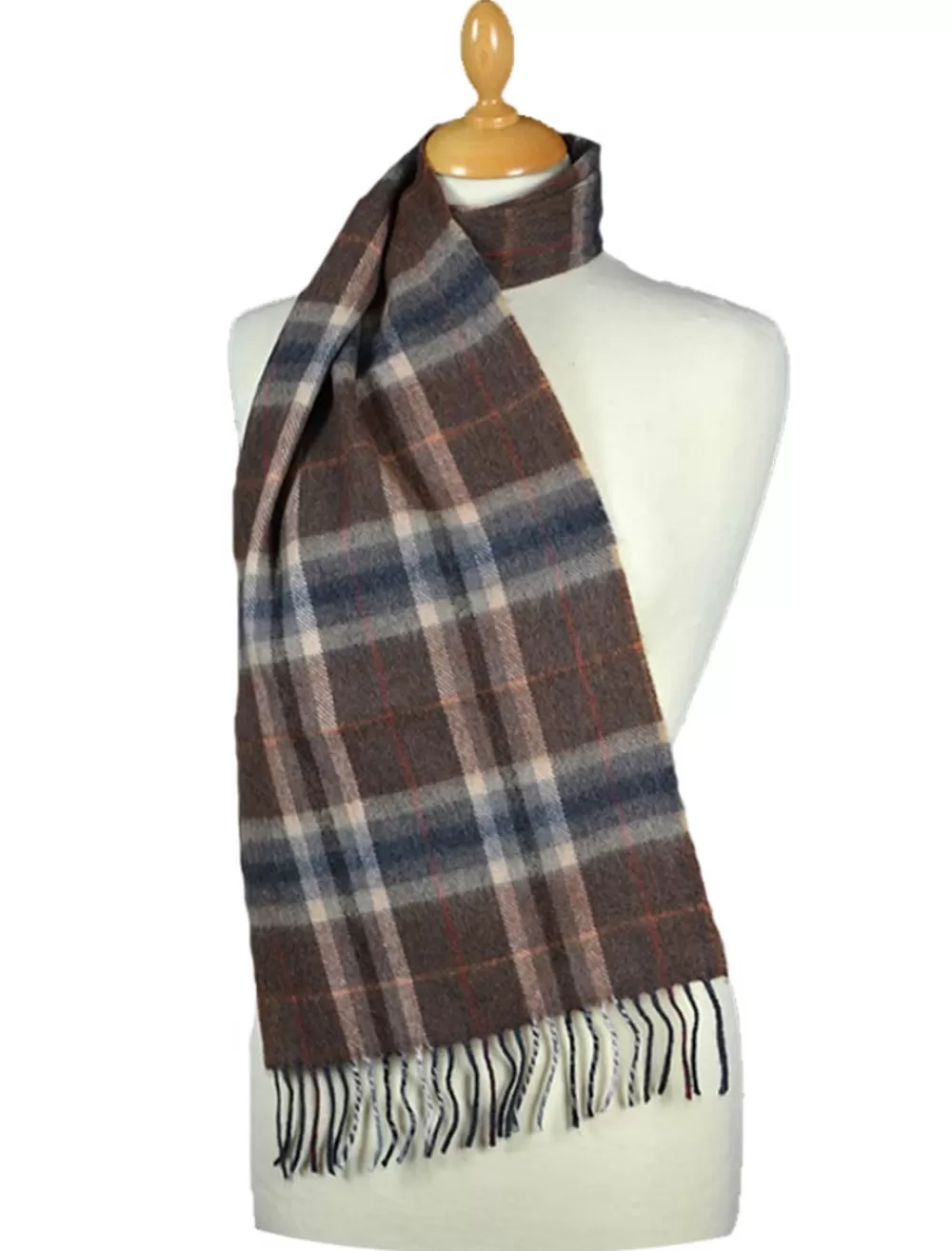 Outlet Fine Merino Plaid Scarf - Brown Grey Women Plaid & Tartan Scarves | Plaid & Tartan Scarves