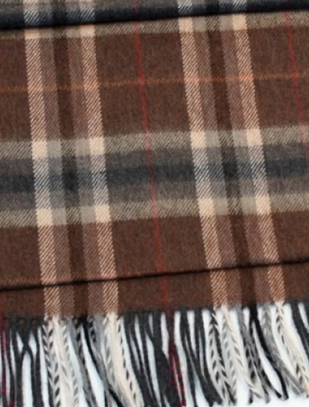 Outlet Fine Merino Plaid Scarf - Brown Grey Women Plaid & Tartan Scarves | Plaid & Tartan Scarves