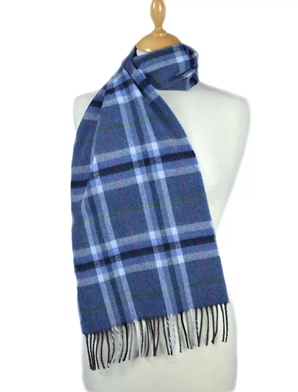 Fashion Fine Merino Plaid Scarf - Denim Women Plaid & Tartan Scarves | Plaid & Tartan Scarves