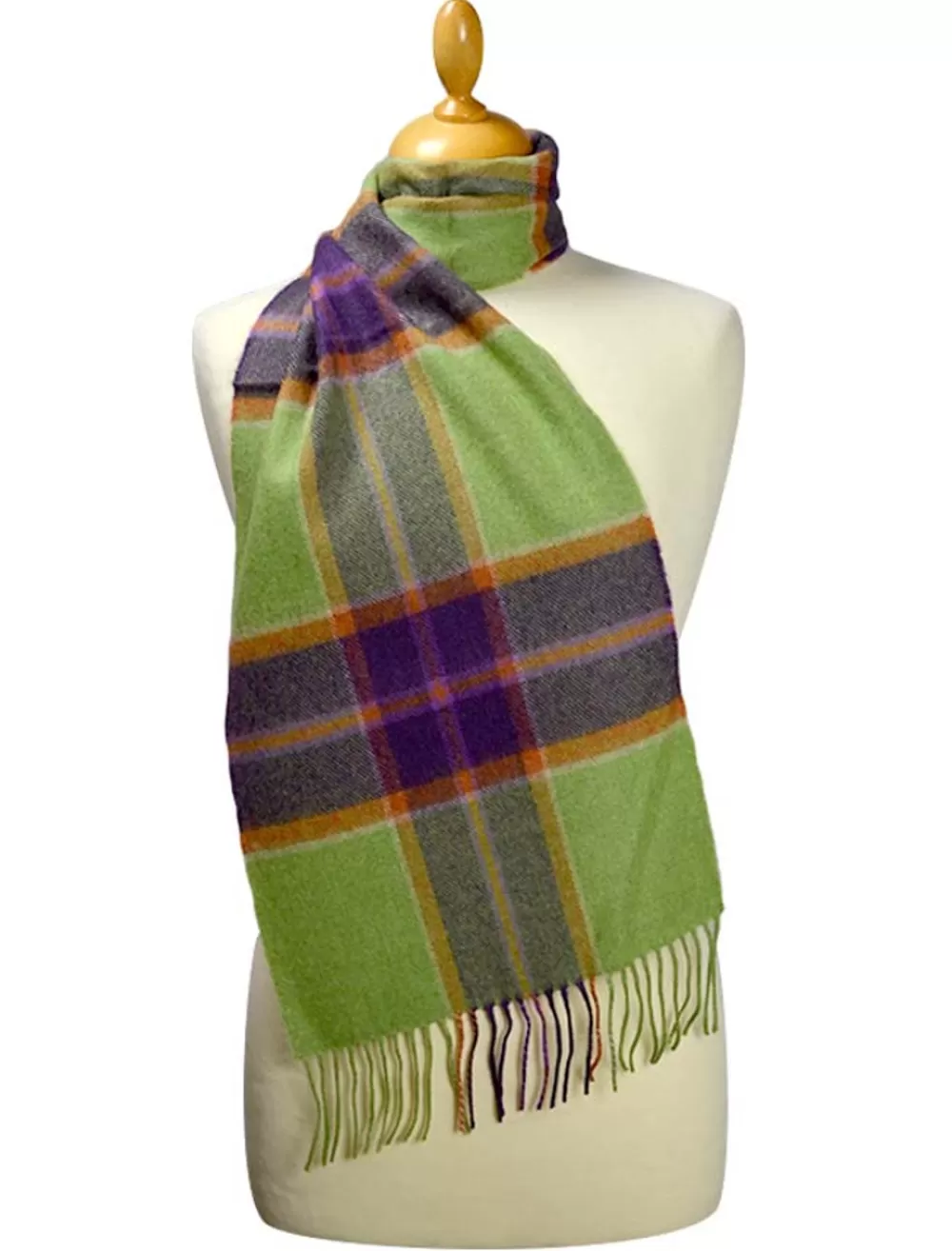 Clearance Fine Merino Plaid Scarf - Green Purple Plaid- DISCONTINUED Women Plaid & Tartan Scarves | Plaid & Tartan Scarves