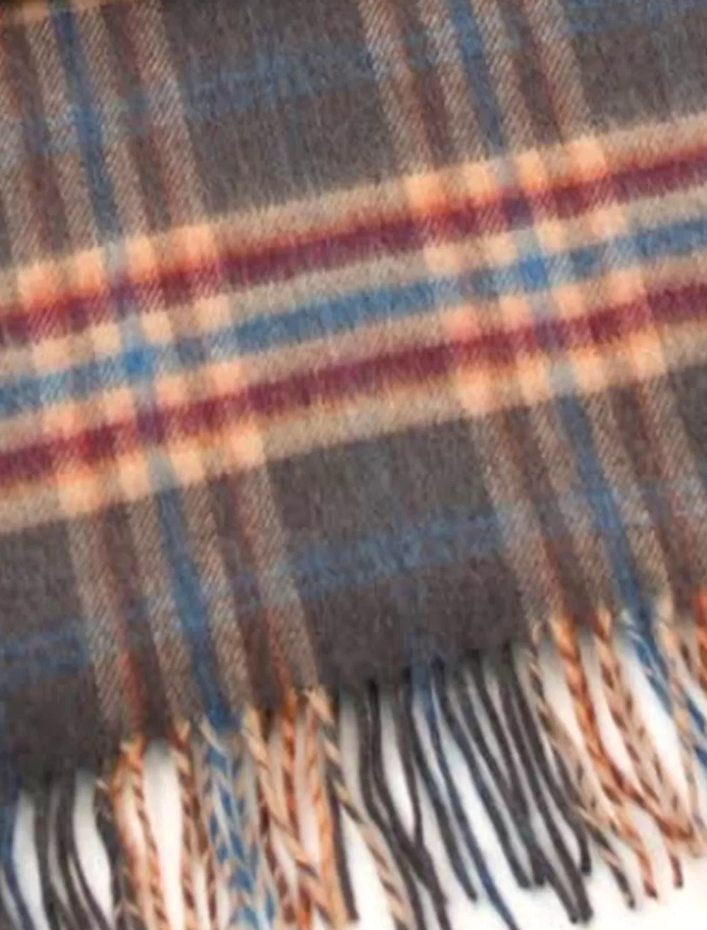 Discount Fine Merino Plaid Scarf - Grey Beige Cranberry Women Plaid & Tartan Scarves | Plaid & Tartan Scarves