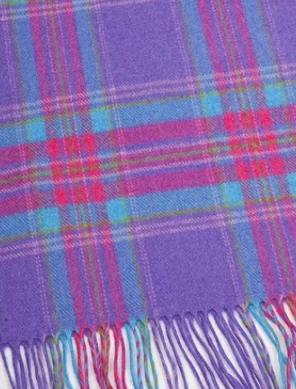 Clearance Fine Merino Plaid Scarf - Purple Blue Pink- DISCONTINUED Women Plaid & Tartan Scarves