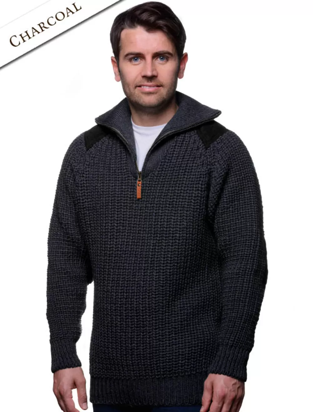 Cheap Fisherman's Half Zip Sweater with Patches Sweaters