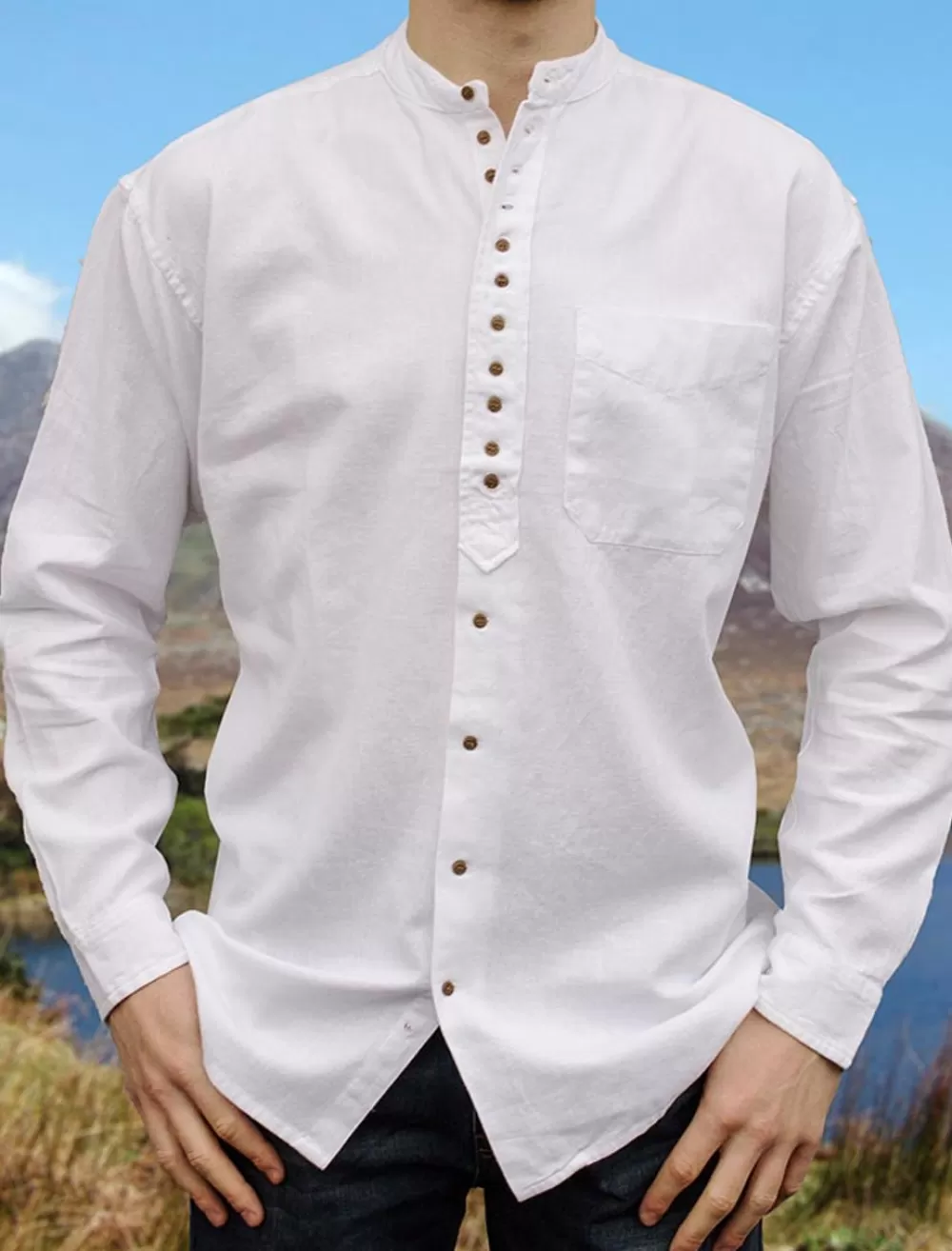 Store Grandfather Shirt - Plain Grandfather Shirts And Waistcoats