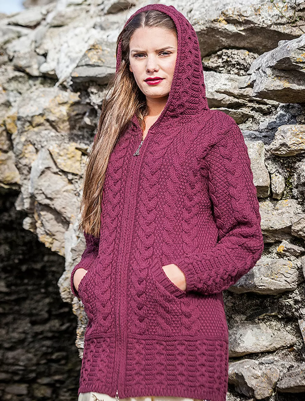 Clearance Hooded Coatigan with Celtic Knot Zipper Pull Women Cardigans, Jackets & Coatigans