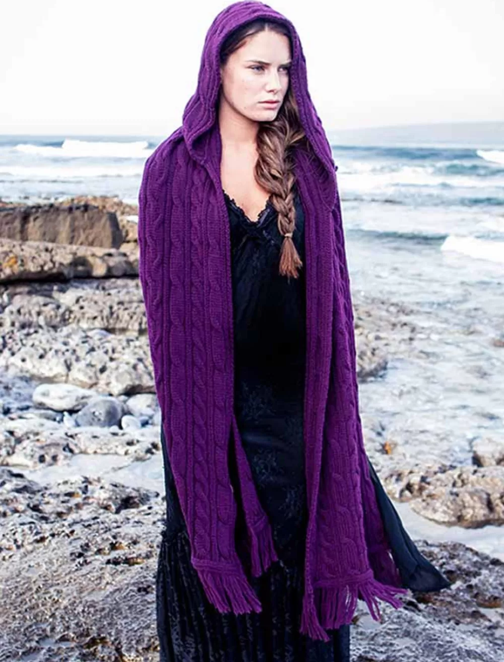 Sale Hooded Scarf Shawl Women Knitted Wool Scarves | Ponchos, Capes & Shawls