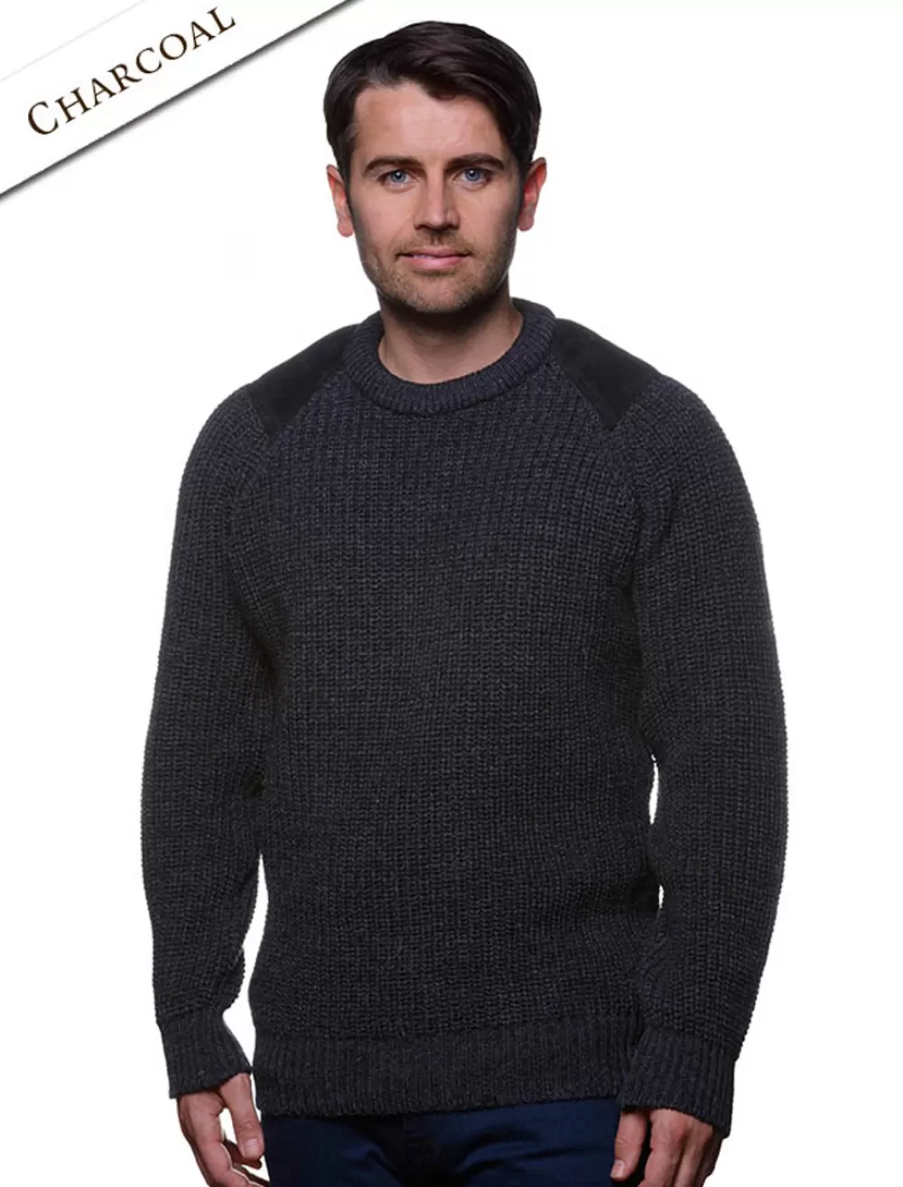 Cheap Irish Fishermans Ribbed Sweater with Patches Sweaters