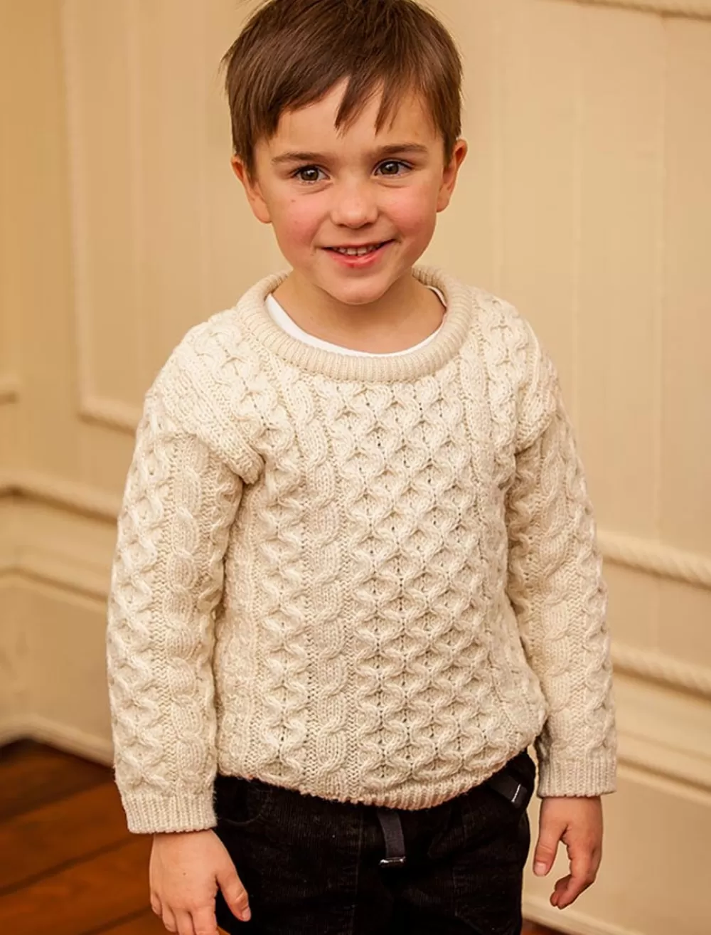 Best Sale Kid's Traditional Aran Merino Wool Sweater Kids Sweaters, Cardigans & Jackets