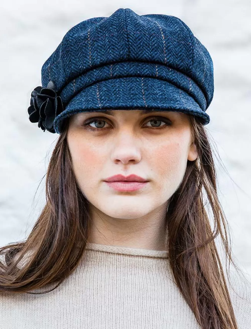 Sale Ladies Tweed Newsboy Hat - Dark Denim Women Caps & Hats