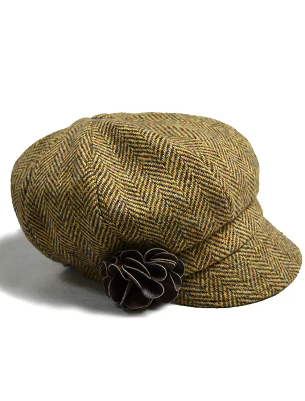 Discount Ladies Tweed Newsboy Hat - Light Brown Women Caps & Hats