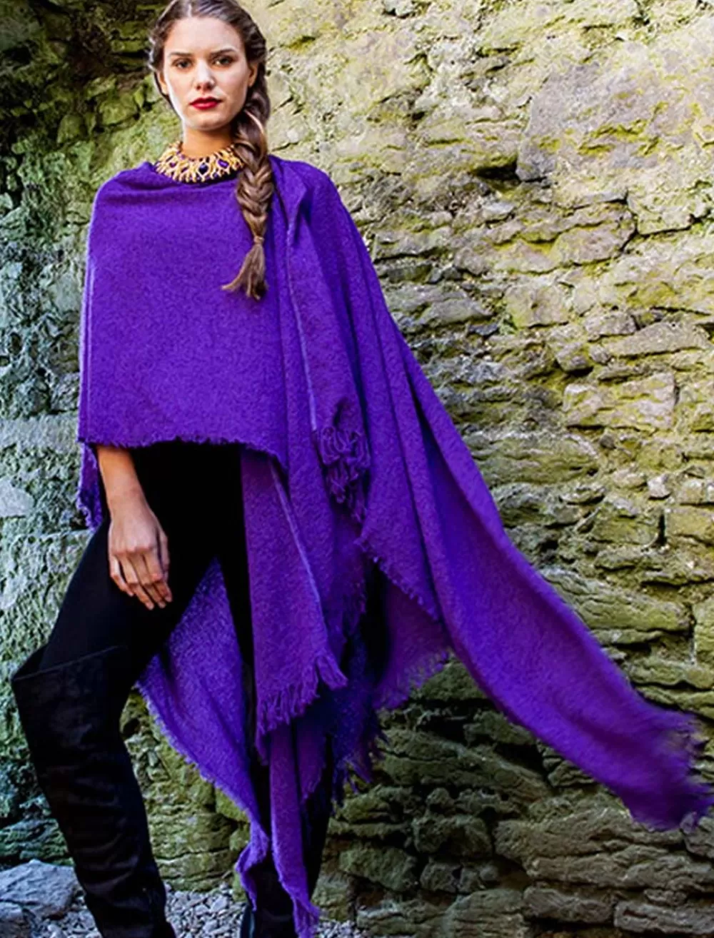 Best Sale Lambswool Celtic Ruana Wrap Women Ponchos, Capes & Shawls