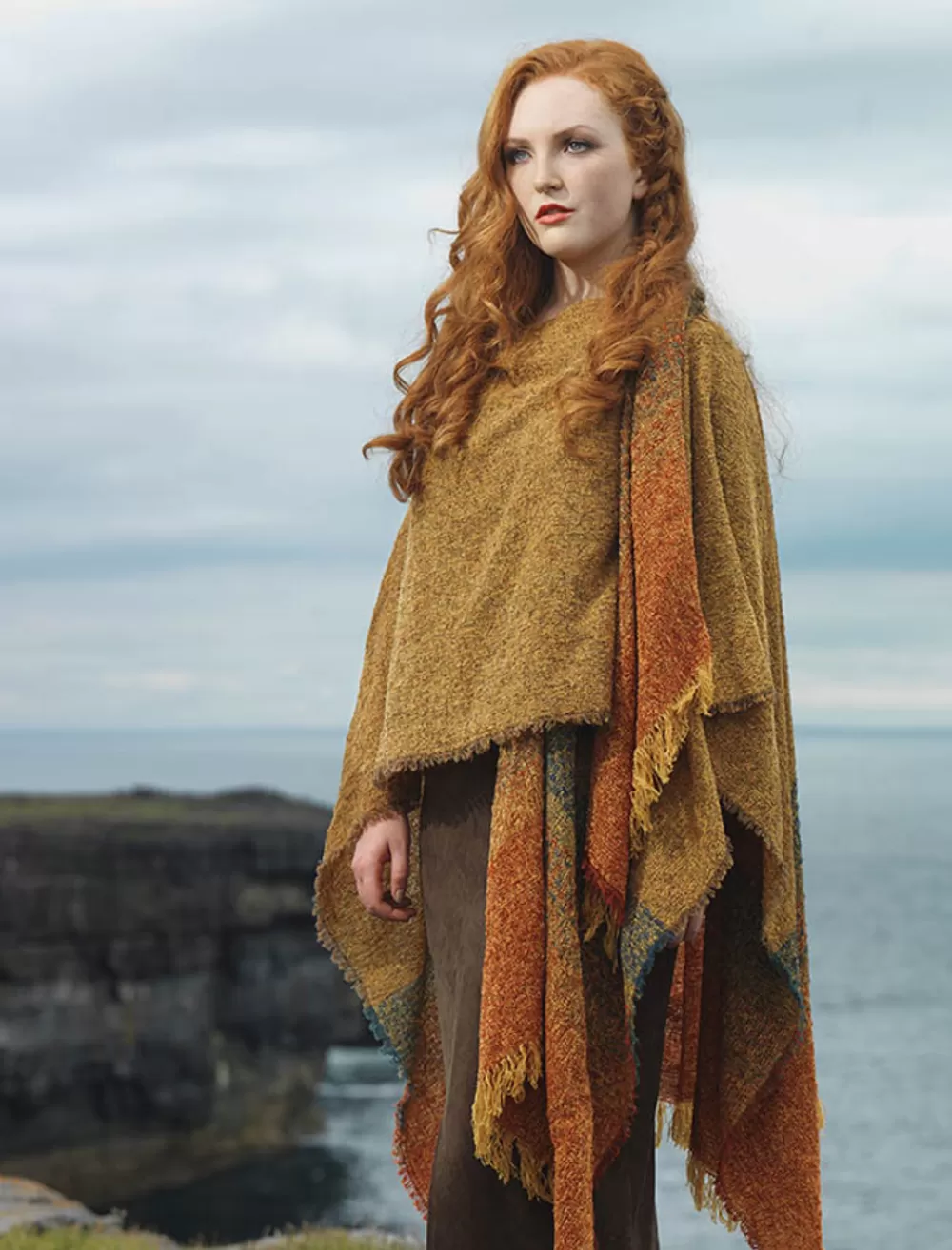 Best Sale Lambswool Celtic Ruana Wrap Women Ponchos, Capes & Shawls