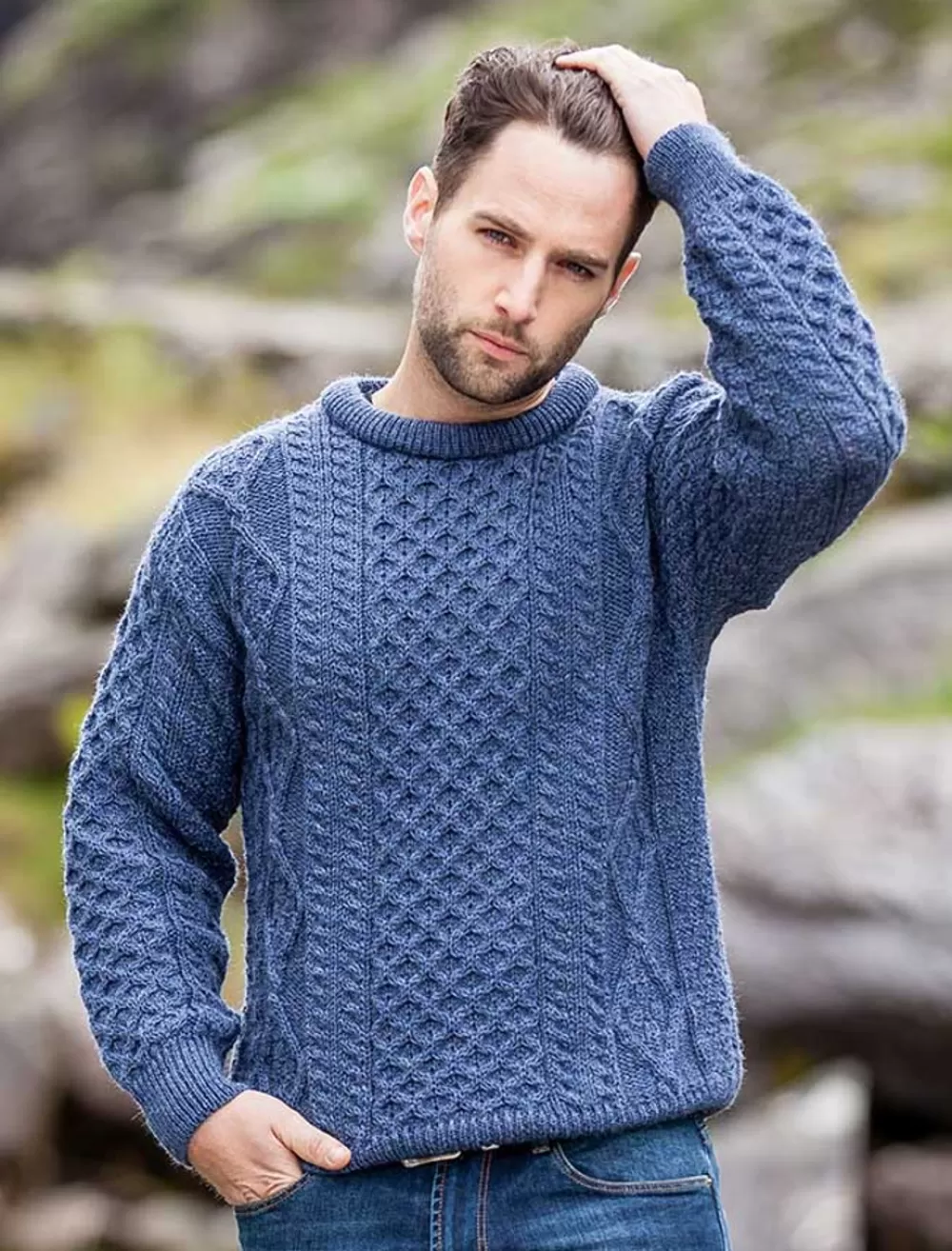 Store Lightweight Traditional Aran Mens Wool Sweater Sweaters