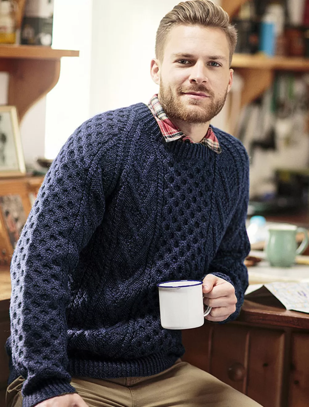 New Mens Hand-knit Chevron Stitch Sweater Sweaters