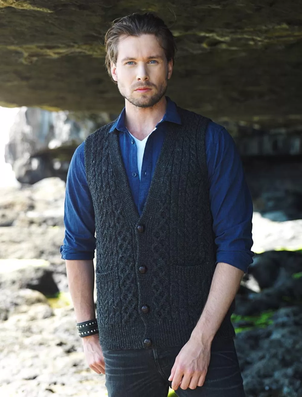 Discount Men's V-Neck Wool Waistcoat Cardigans, Jackets & Coats