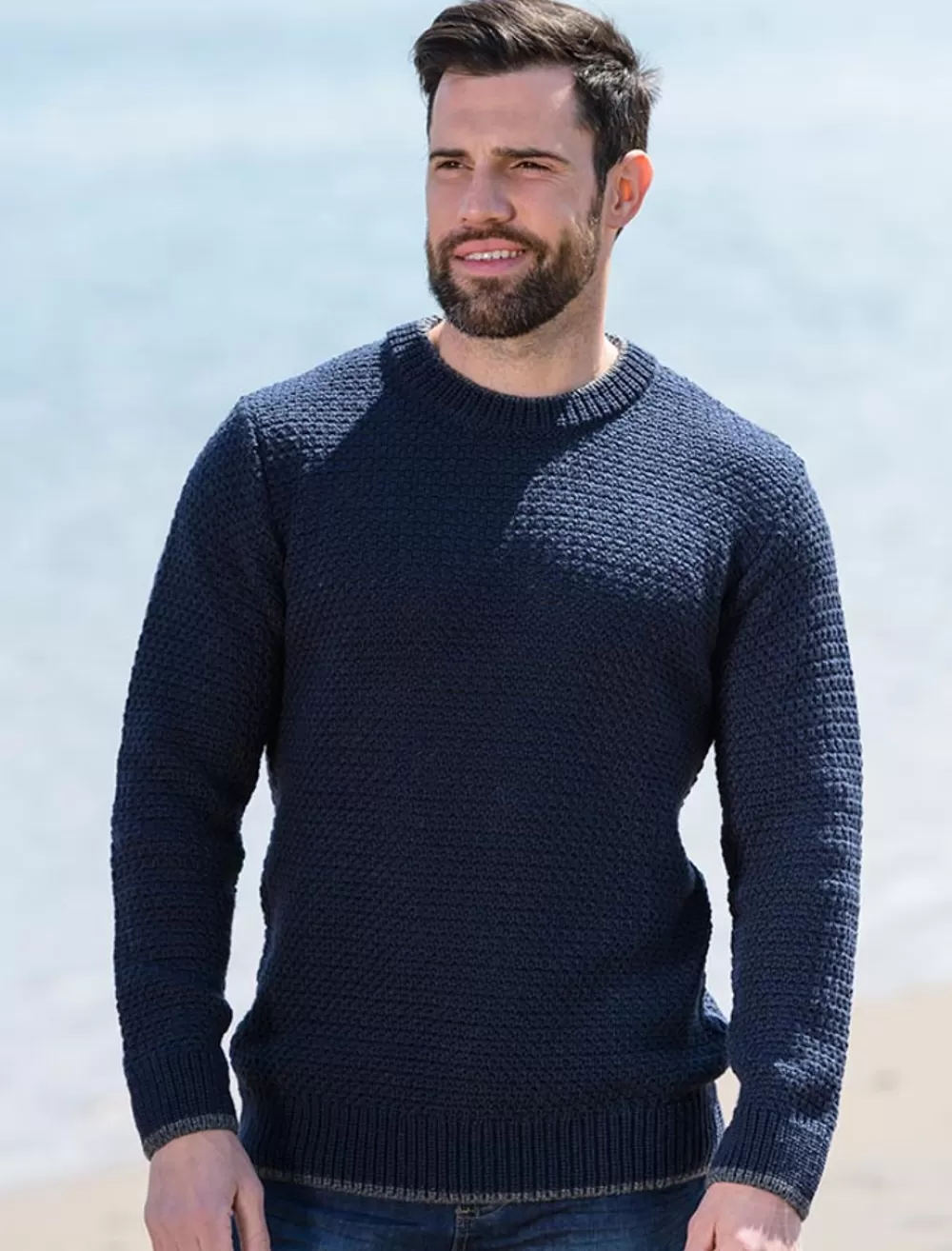 Discount Merino Textured Crew Neck Sweater Sweaters