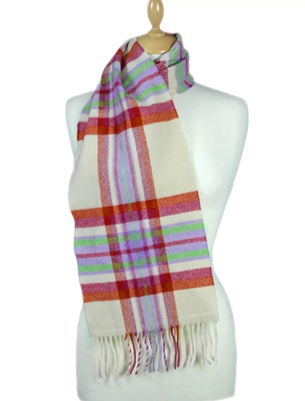 Discount Narrow Lambswool Plaid Scarf - Berries and Cream Women Plaid & Tartan Scarves | Lambswool Scarves