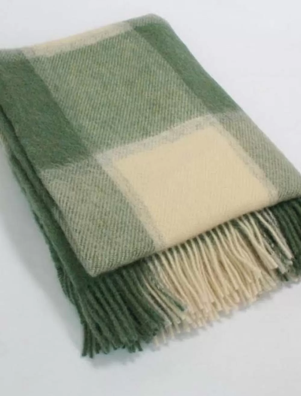 Online Plaid Wool Throw - Sage Beige Plaid & Tartan Throws