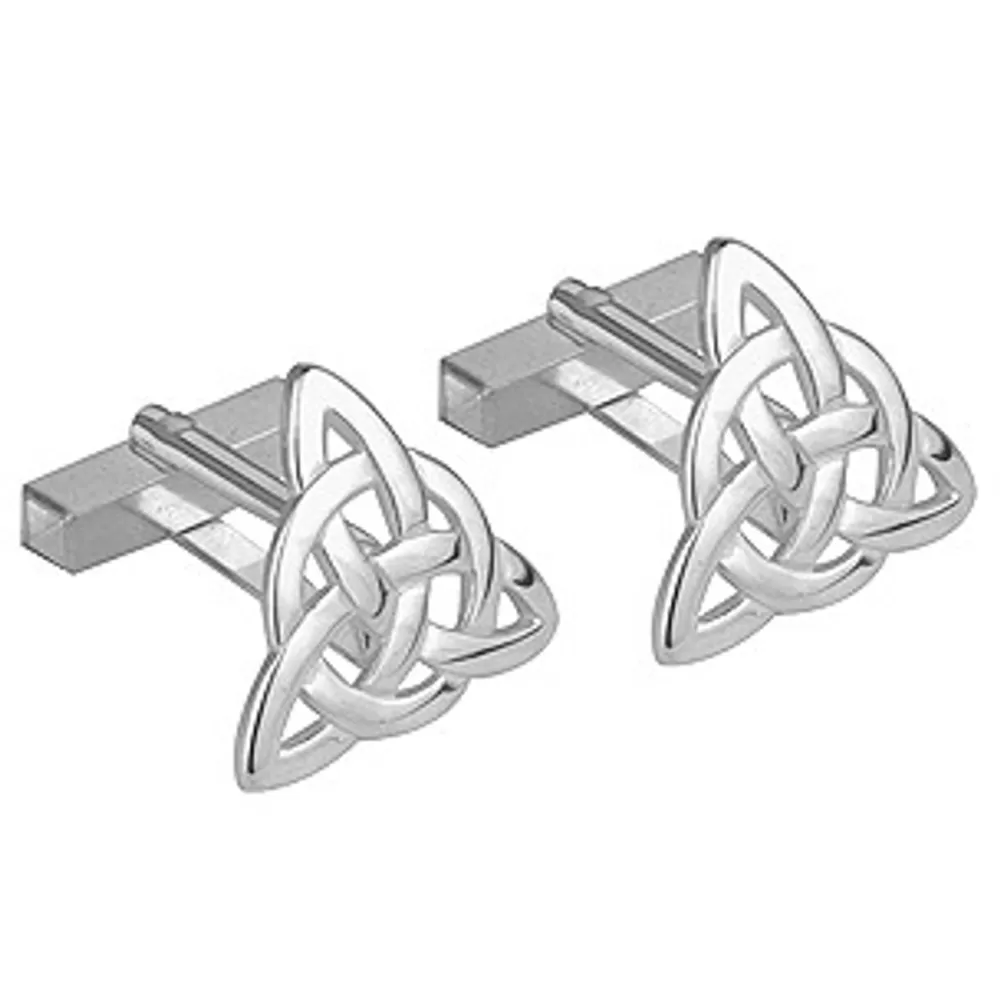 Sale Rhodium Plated Trinity Cufflinks Jewelry For Him