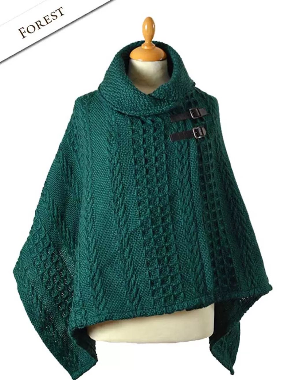 Best Sale Shawl Collar Poncho with Leather Buckle Detail Women Ponchos, Capes & Shawls