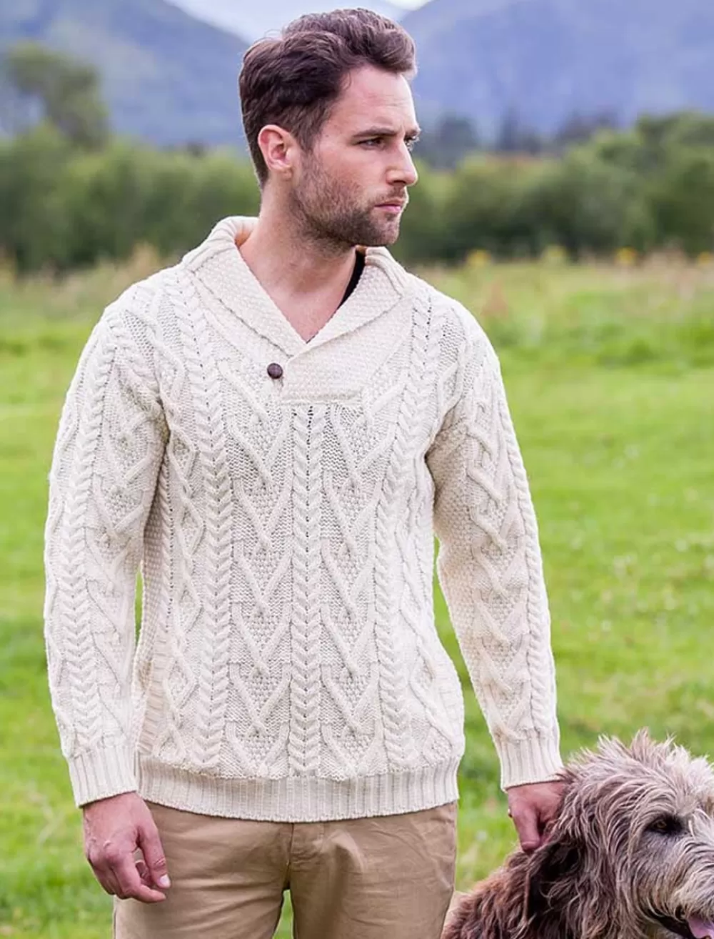 Clearance Shawl Collar Sweater - One Button Fisherman Sweater Sweaters