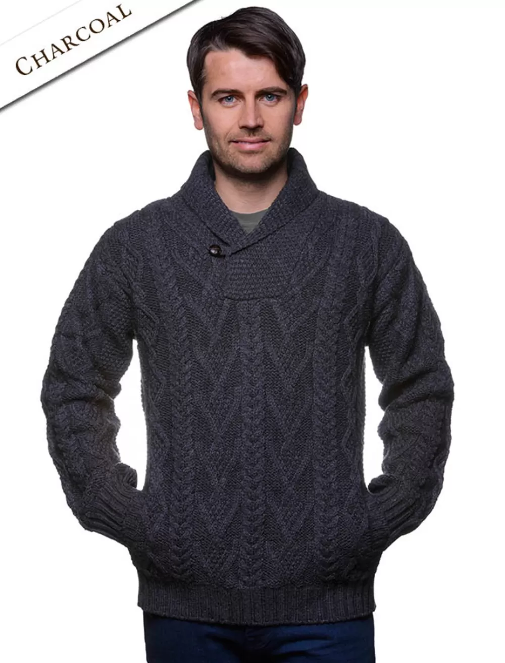 Clearance Shawl Collar Sweater - One Button Fisherman Sweater Sweaters