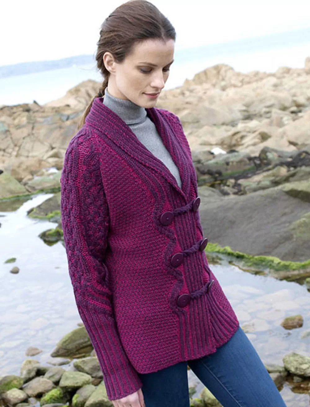 Best Sale Shawl Neck Two-Tone Merino Cardigan Women Cardigans, Jackets & Coatigans