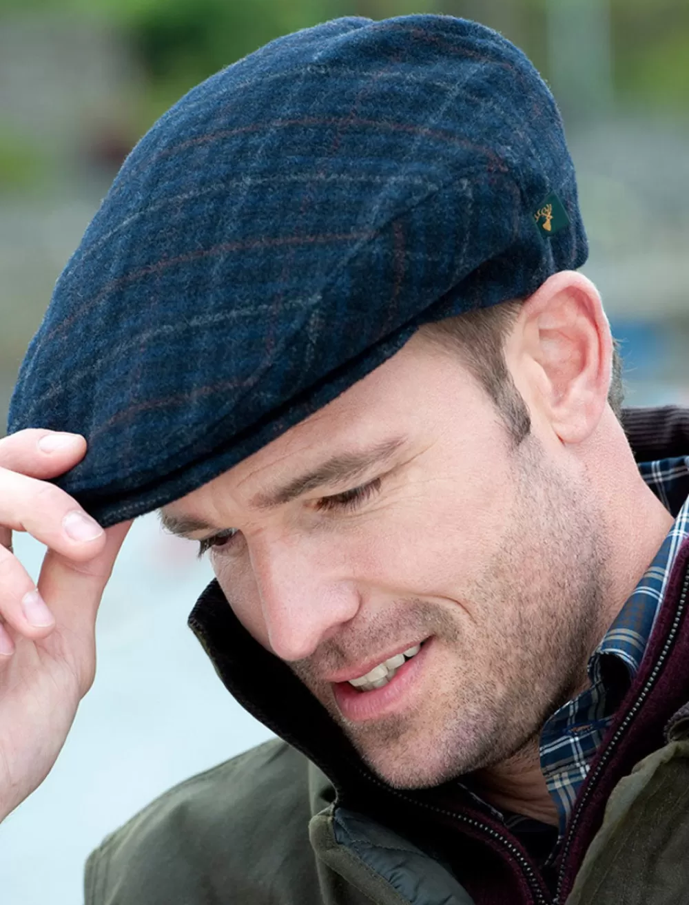 Cheap Trinity Tartan Flat Cap - Navy Irish Flat Caps