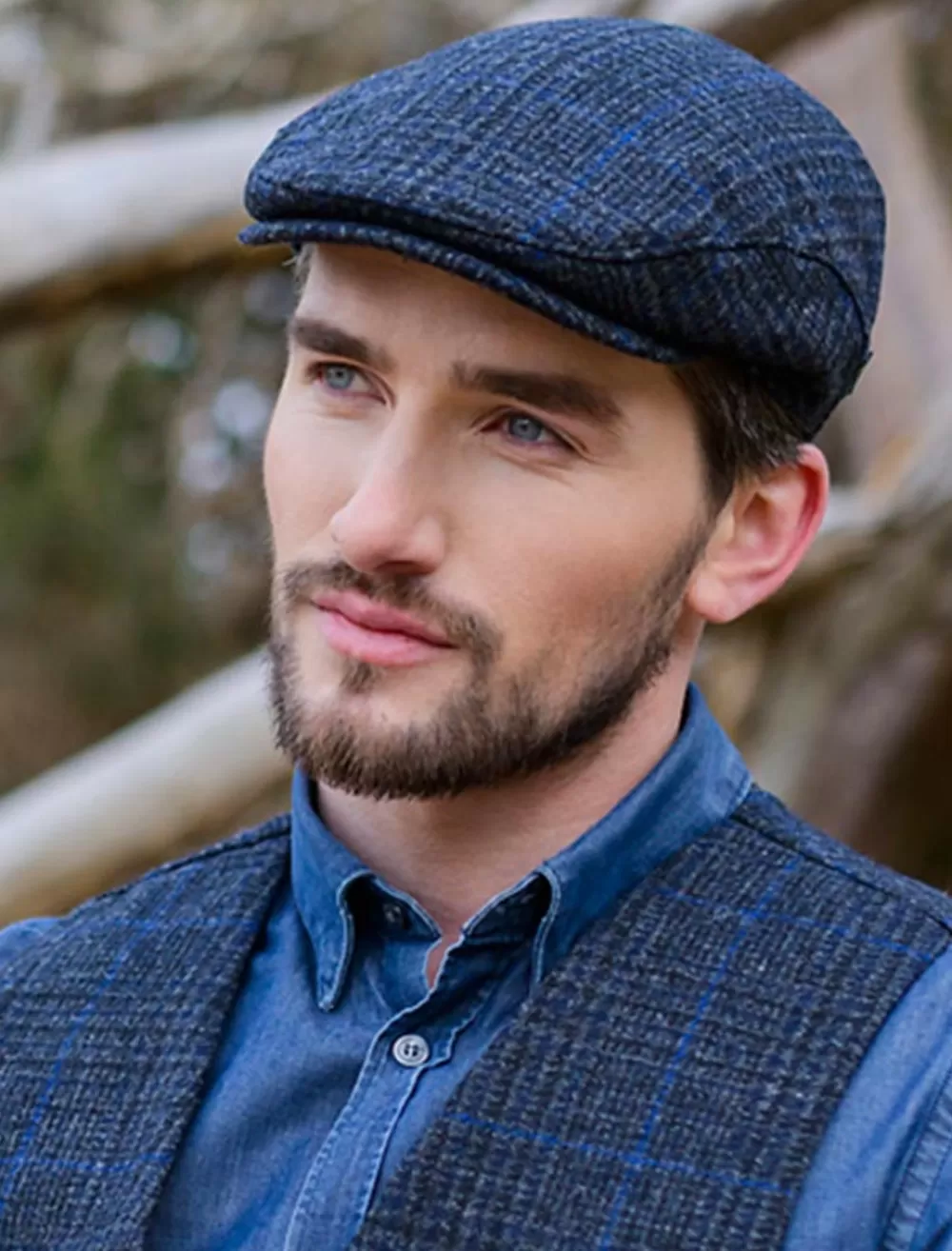 Shop Trinity Tweed Flat Cap - Charcoal with Blue Irish Flat Caps