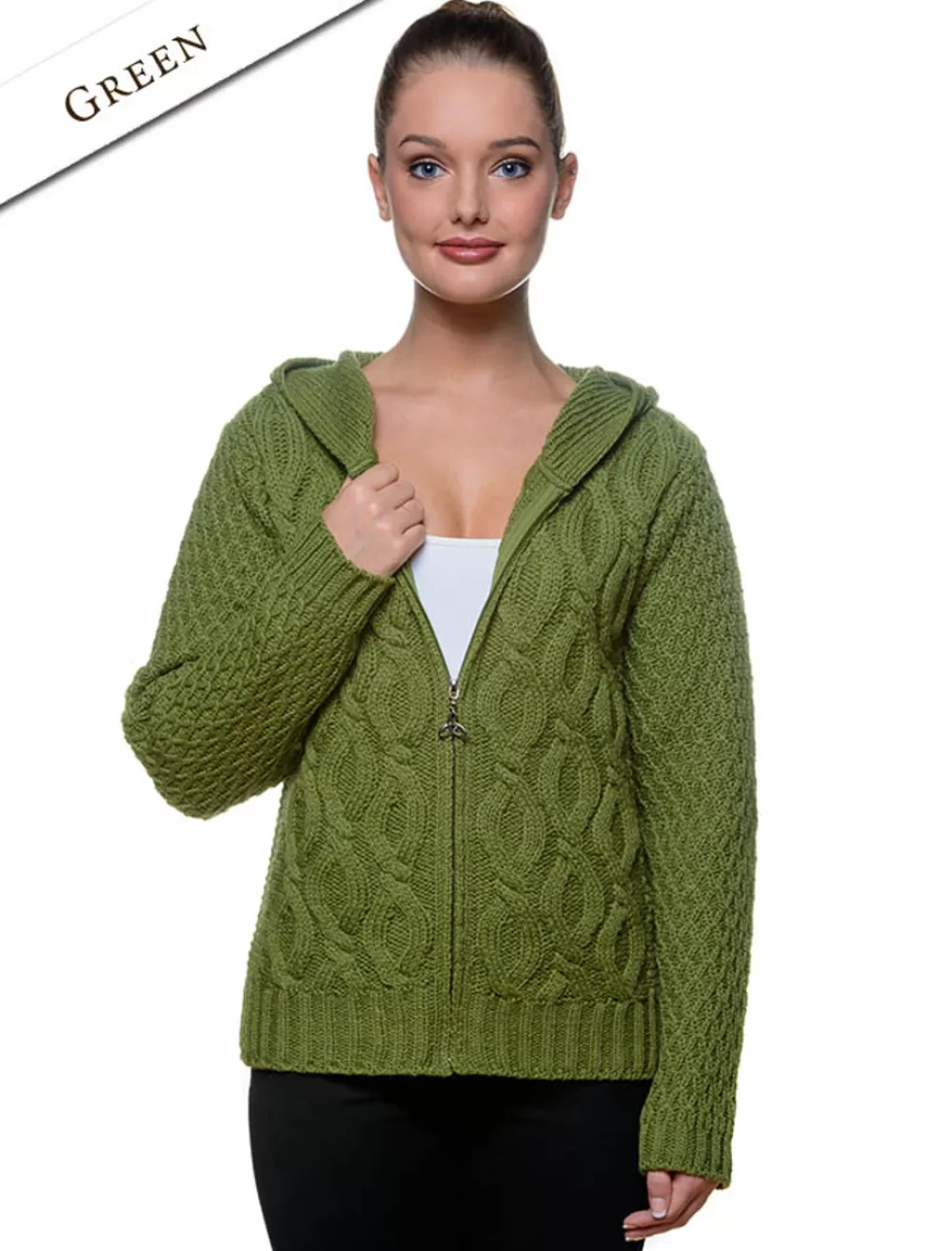 Best Sale Women's Merino Wool Cable Knit Hoodie Women Cardigans, Jackets & Coatigans