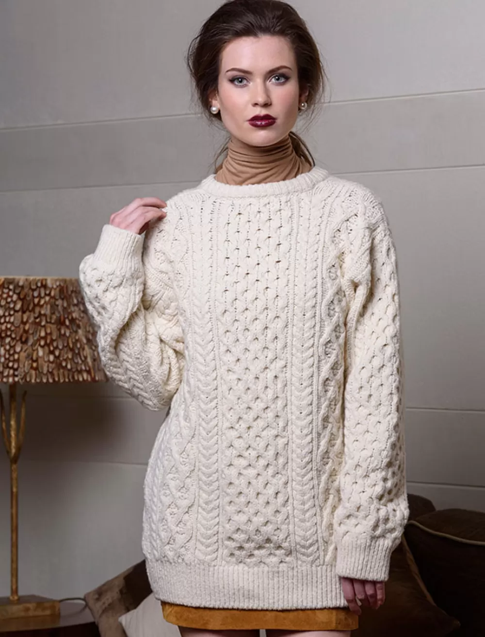 Online Women's Oversized Wool Cashmere Aran Sweater Women Sweaters